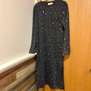 Leopard Print Long-Sleeved T-Shirt Dress